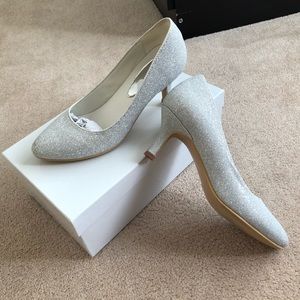 sparkly silver heels